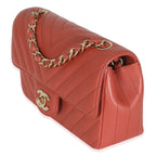 Chanel Coral Chevron Calfskin Mini Rectangular Flap Bag