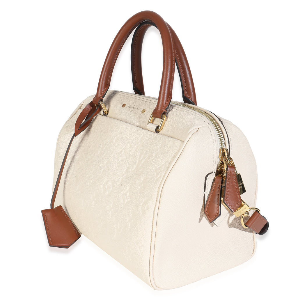 Louis Vuitton Cream Empreinte Caramel Calfskin Speedy Bandouliere 25 NM