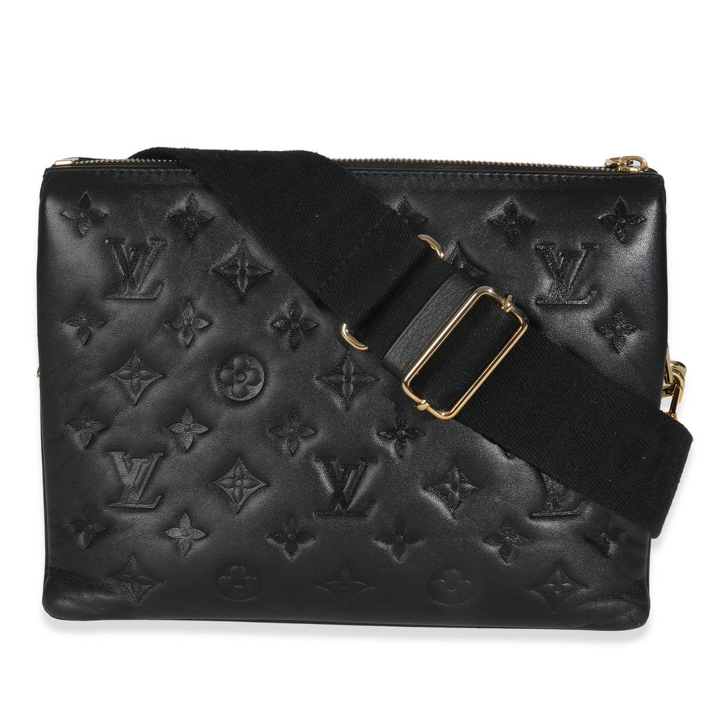 Louis Vuitton Black Monogram Embossed Lambskin Coussin PM