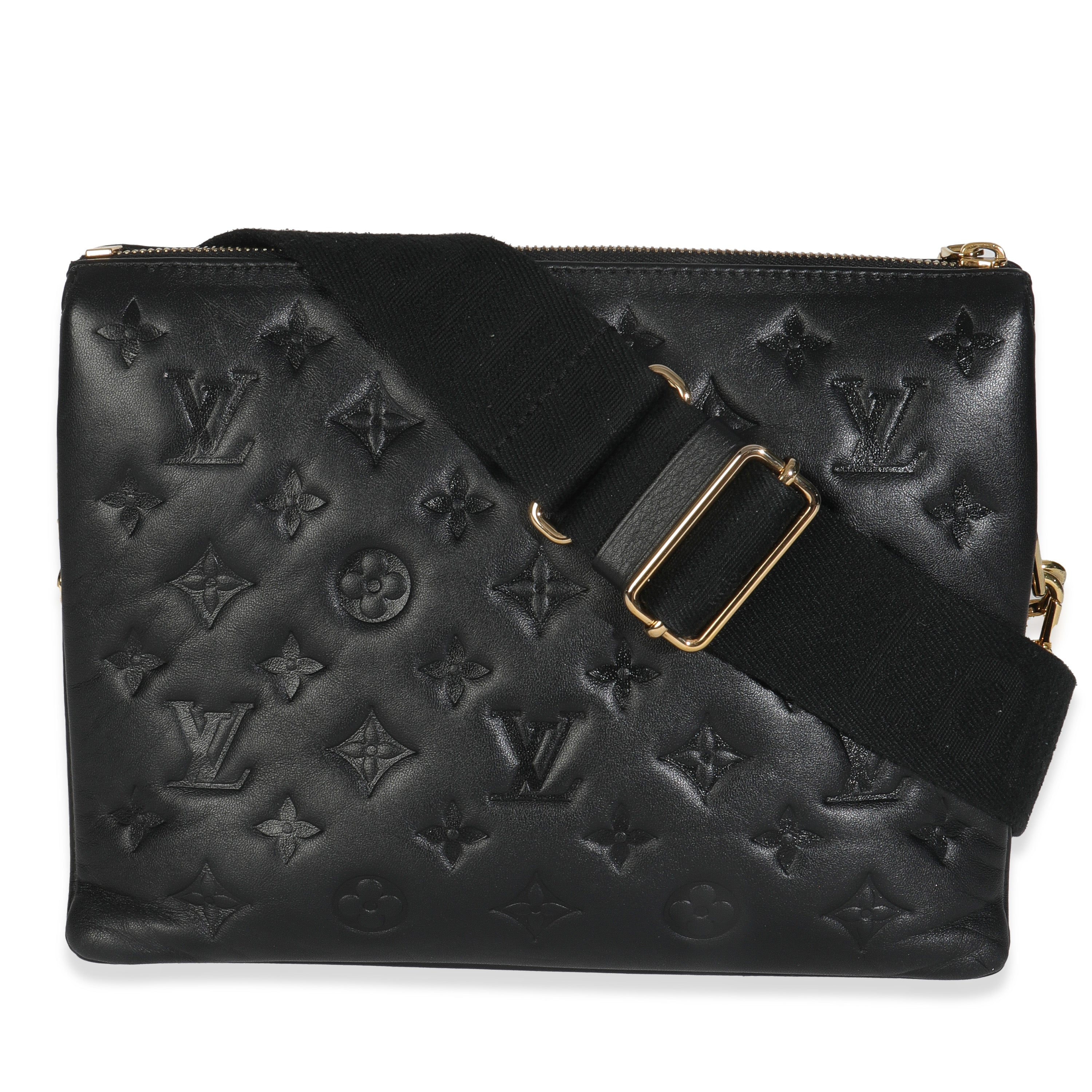 Louis Vuitton Black Monogram Embossed Lambskin Coussin PM