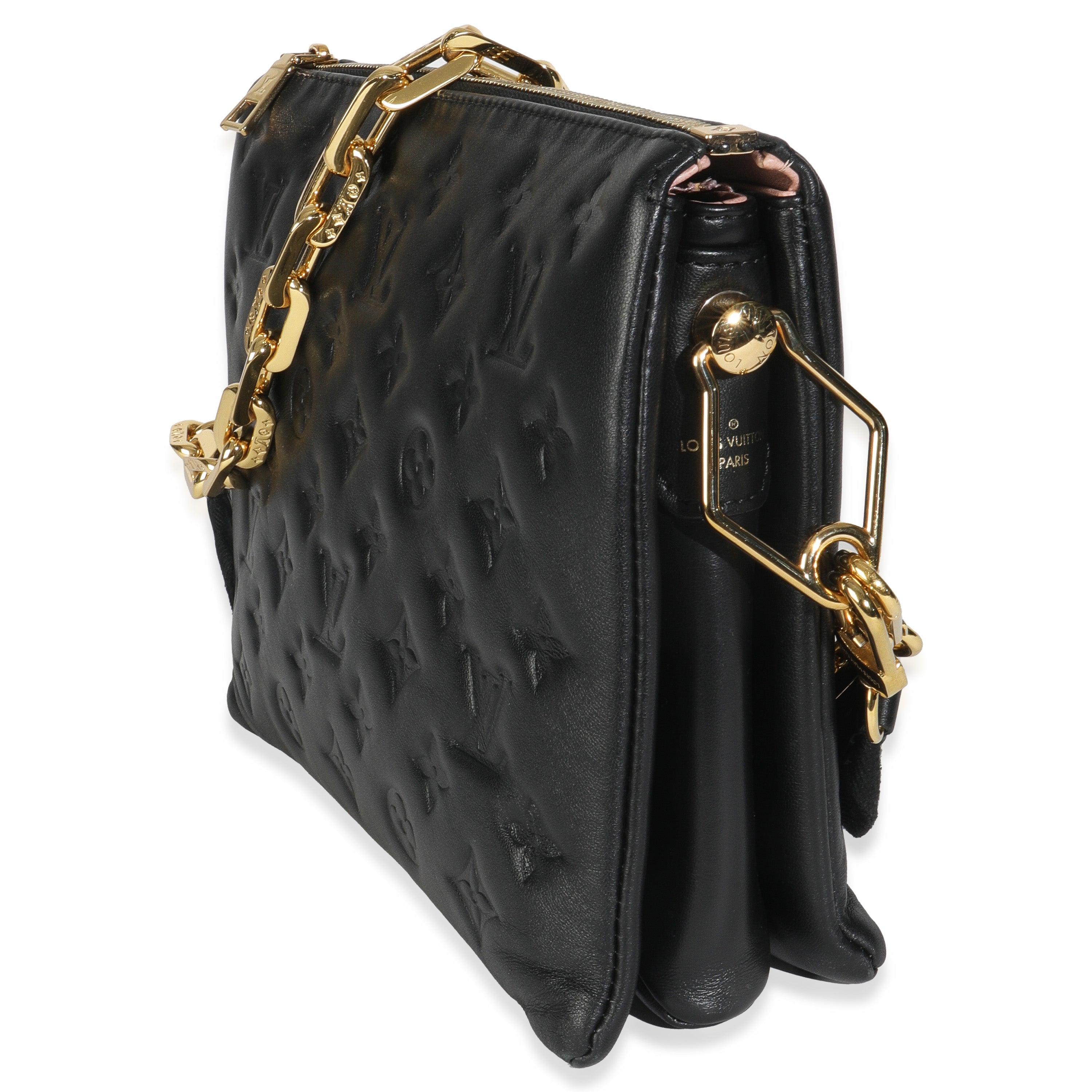 Louis Vuitton Black Monogram Embossed Lambskin Coussin PM