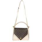 Louis Vuitton Cream Grained Calfskin Monogram Canvas Double V Tote