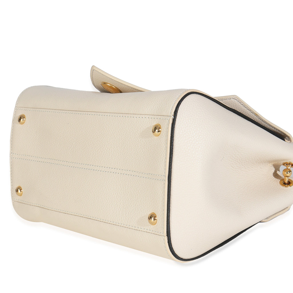 Louis Vuitton Cream Grained Calfskin Monogram Canvas Double V Tote