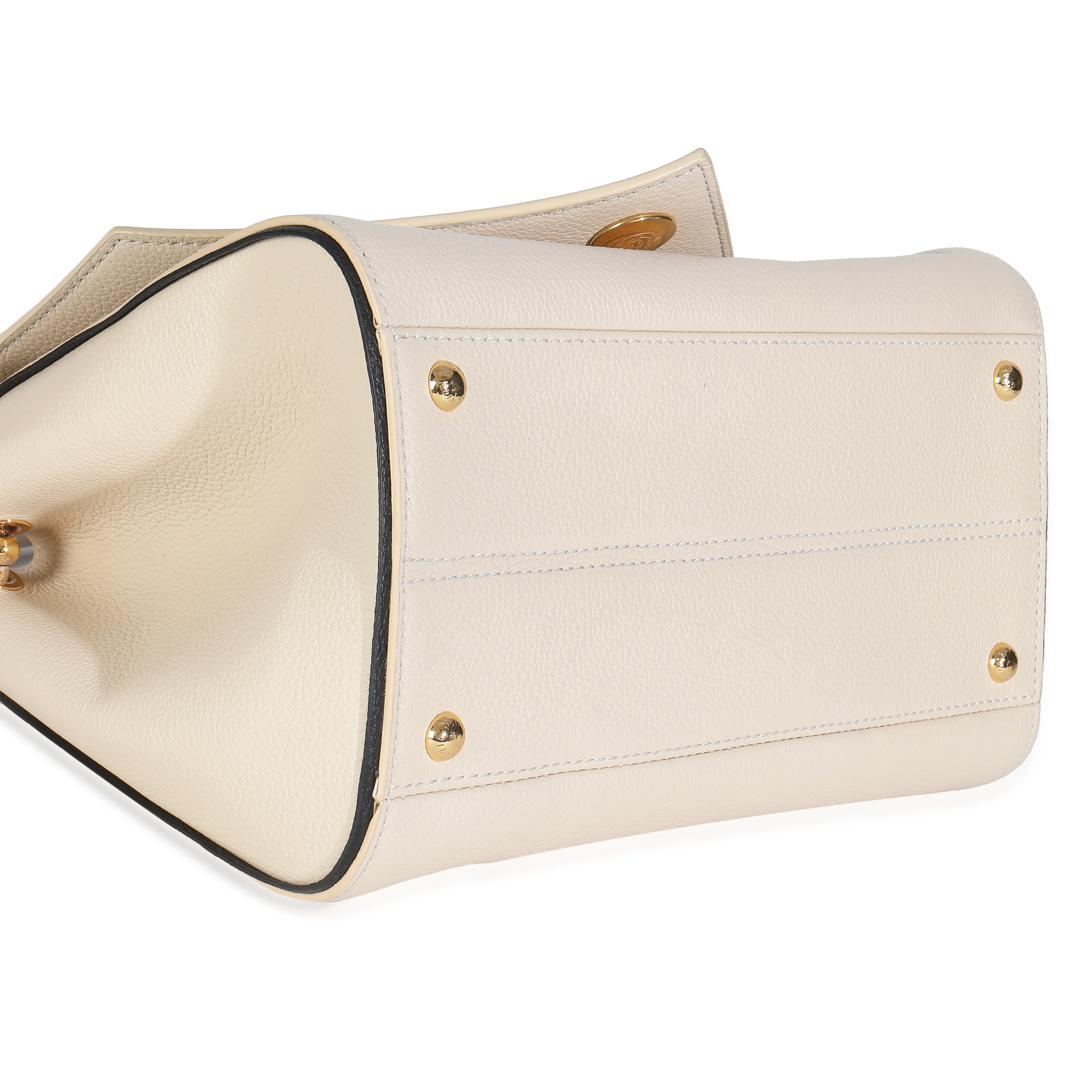 Louis Vuitton Cream Grained Calfskin Monogram Canvas Double V Tote