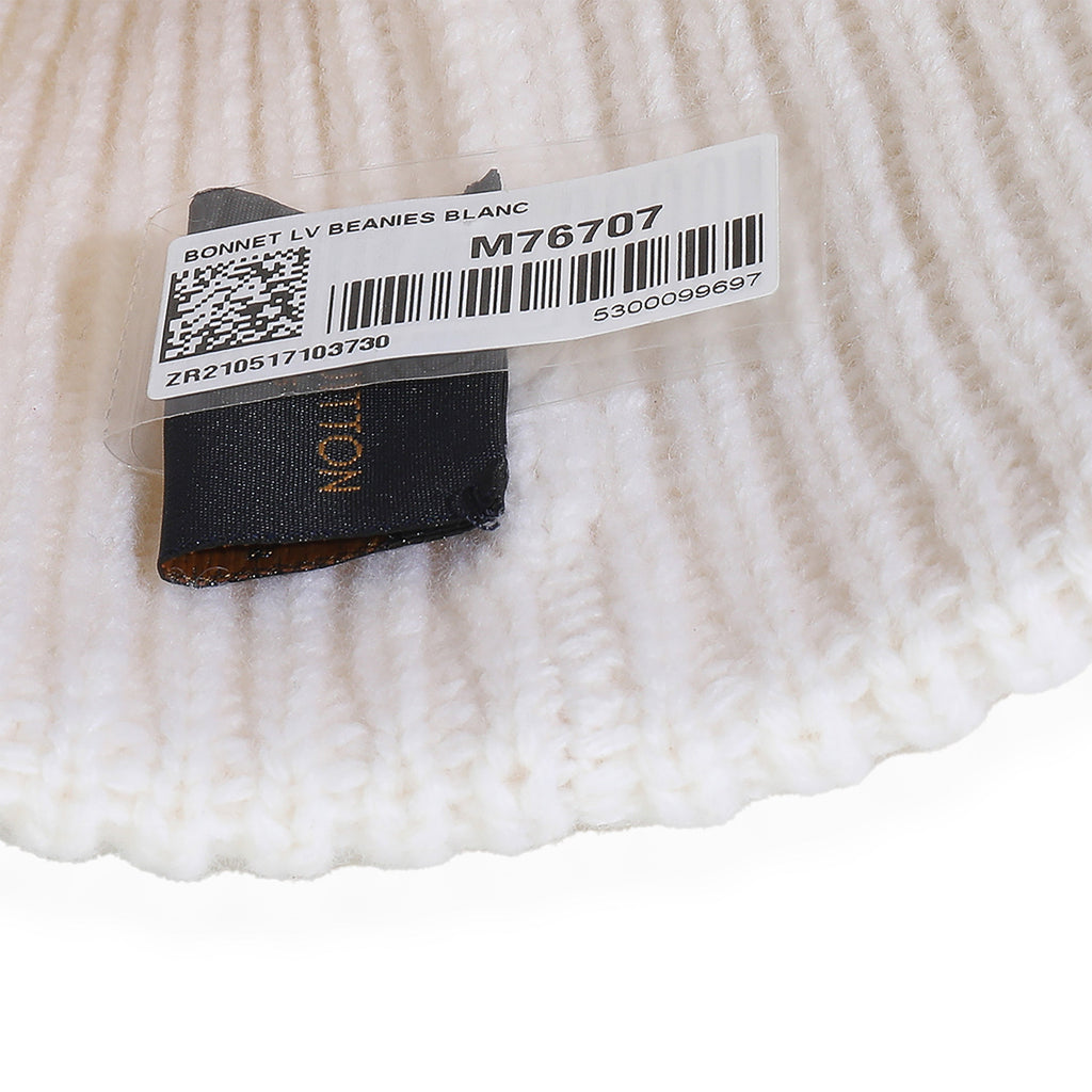 Louis Vuitton Ivory Wool LV Initials Monogram Beanie Hat