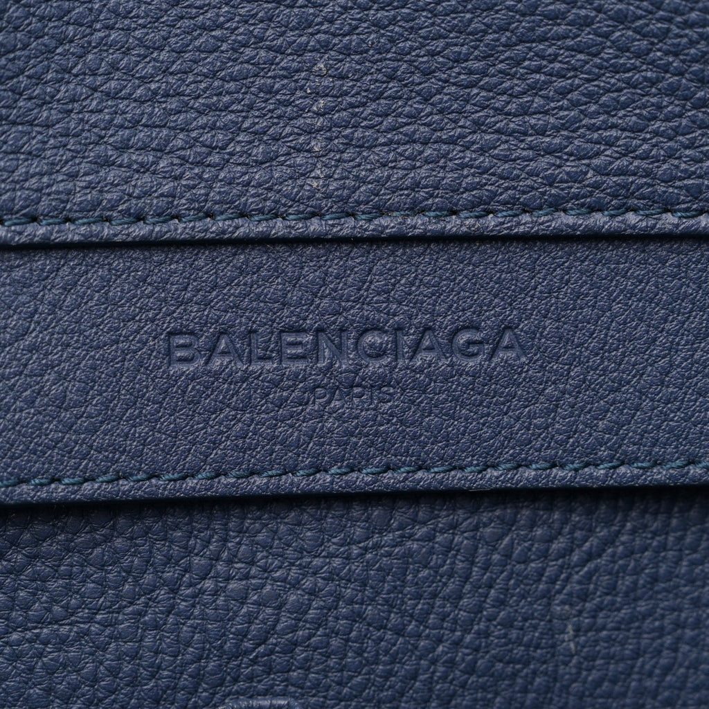 Balenciaga Grained Calfskin Gold Metallic Edge Hardware Papier Small A4 Tote Bleu