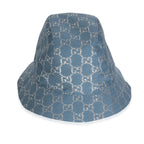 Gucci Light Blue Silver Canvas Lame GG Monogram Bucket Hat XL