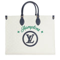 Louis Vuitton Blue Beige Jacquard Embroidered Tufted Monogram Hamptons Onthego G