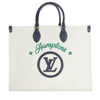 Louis Vuitton Blue Beige Jacquard Embroidered Tufted Monogram Hamptons Onthego G