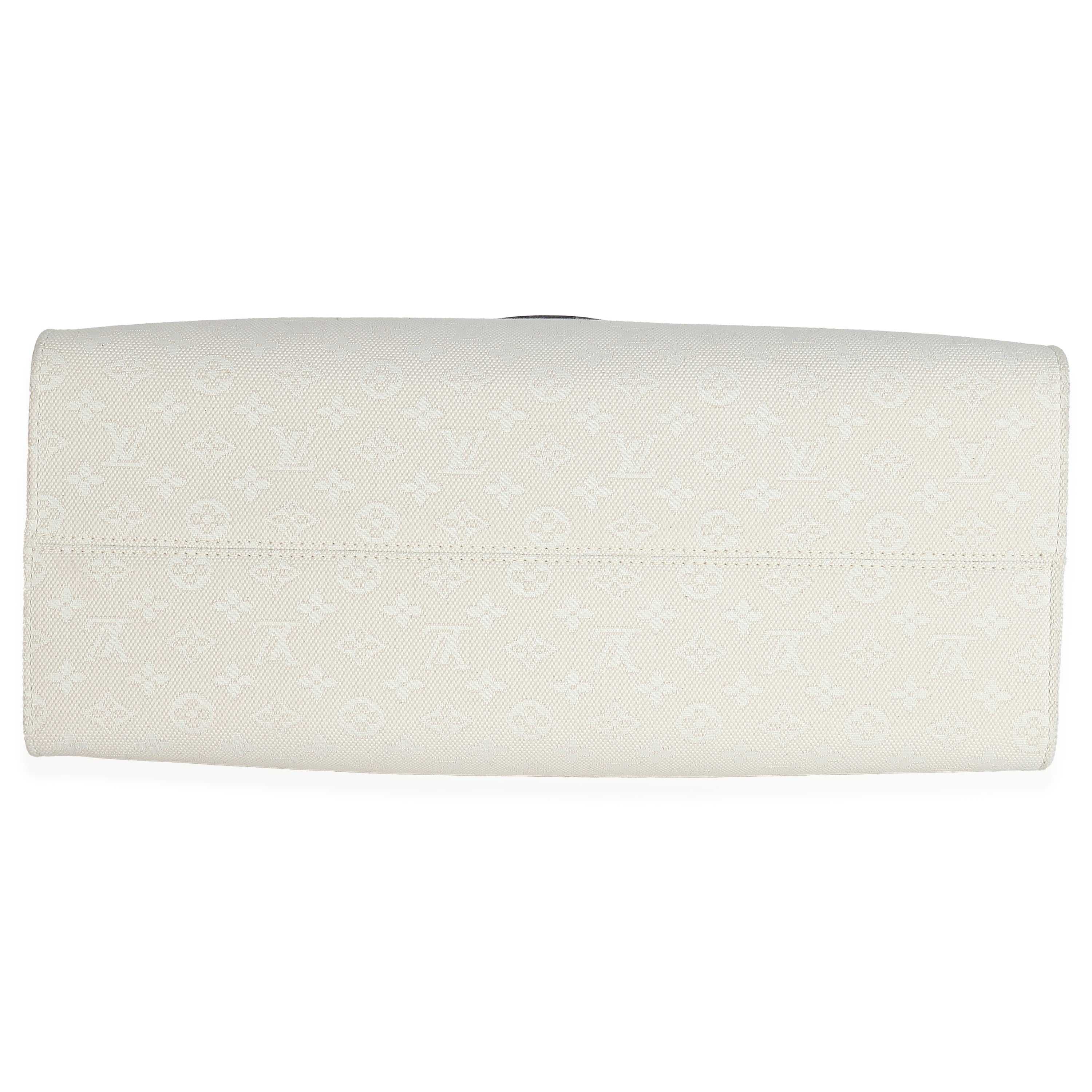 Louis Vuitton Blue Beige Jacquard Embroidered Tufted Monogram Hamptons Onthego G