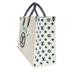Louis Vuitton Blue Beige Jacquard Embroidered Tufted Monogram Hamptons Onthego G