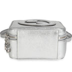 Gucci Silver Metallic Sakai Be Green Calfskin Diagonal Stitched Blondie Top Hand