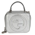 Gucci Silver Metallic Sakai Be Green Calfskin Diagonal Stitched Blondie Top Hand