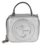 Gucci Silver Metallic Sakai Be Green Calfskin Diagonal Stitched Blondie Top Hand