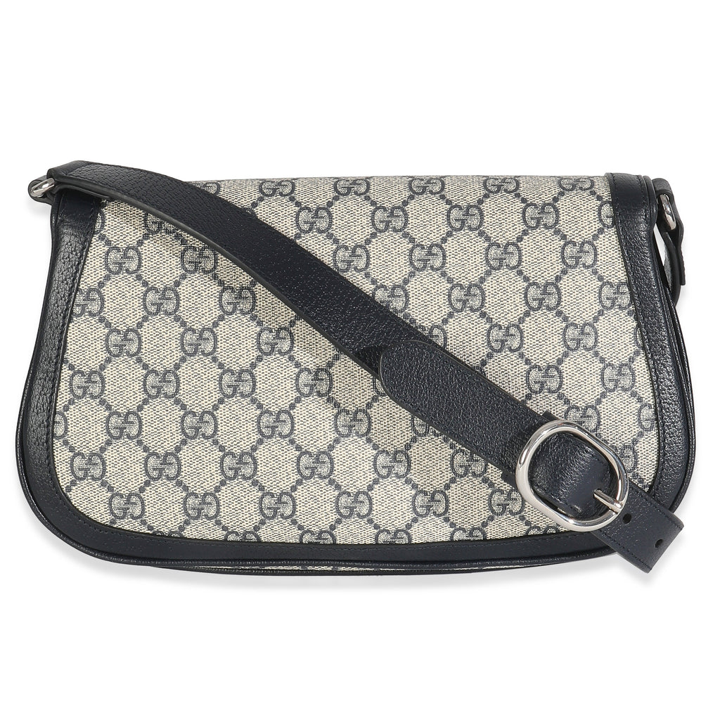 Gucci Beige Blue GG Supreme Canvas Blondie Shoulder Bag