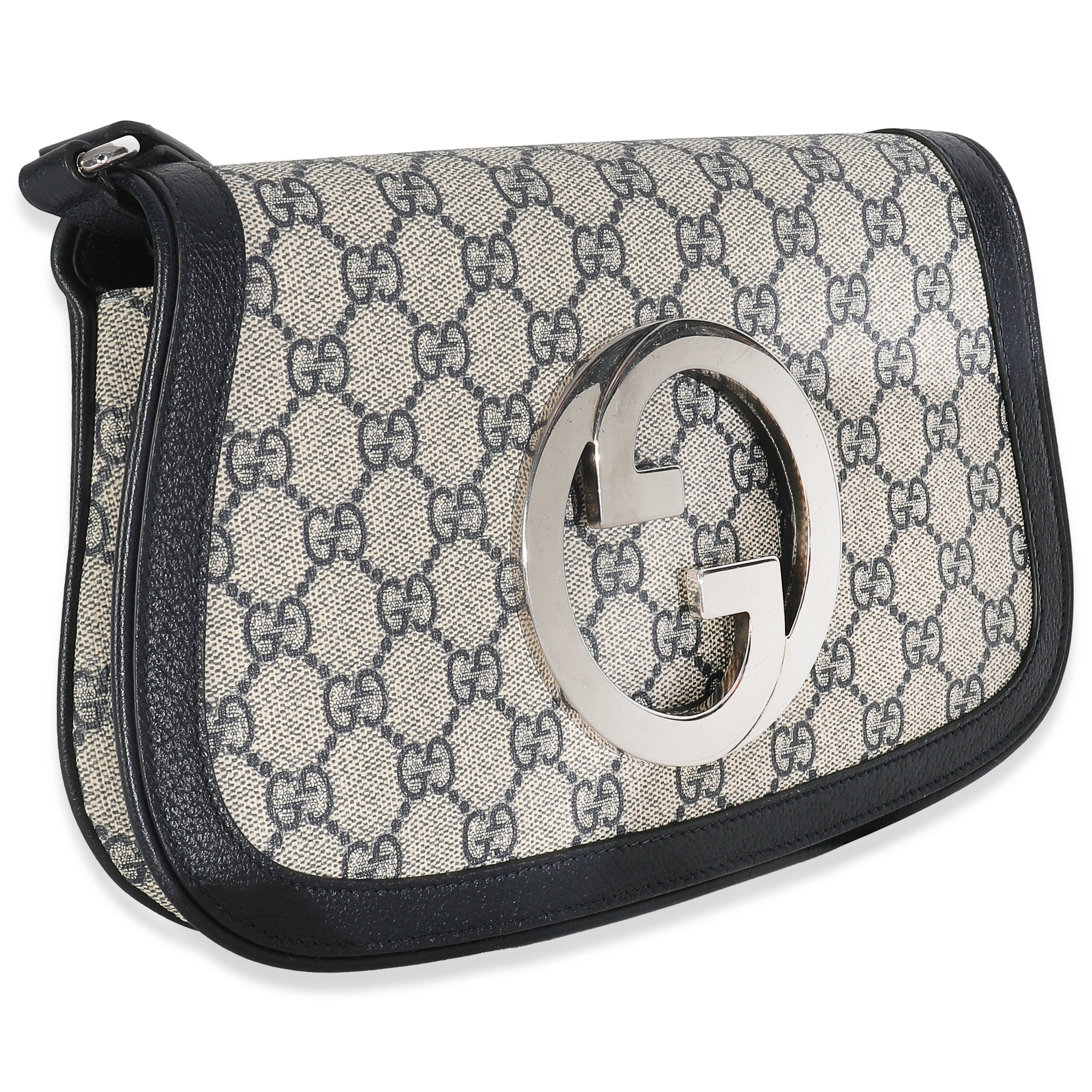 Gucci Beige Blue GG Supreme Canvas Blondie Shoulder Bag