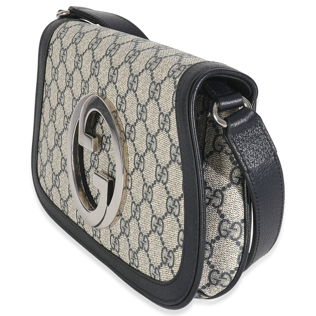 Gucci Beige Blue GG Supreme Canvas Blondie Shoulder Bag