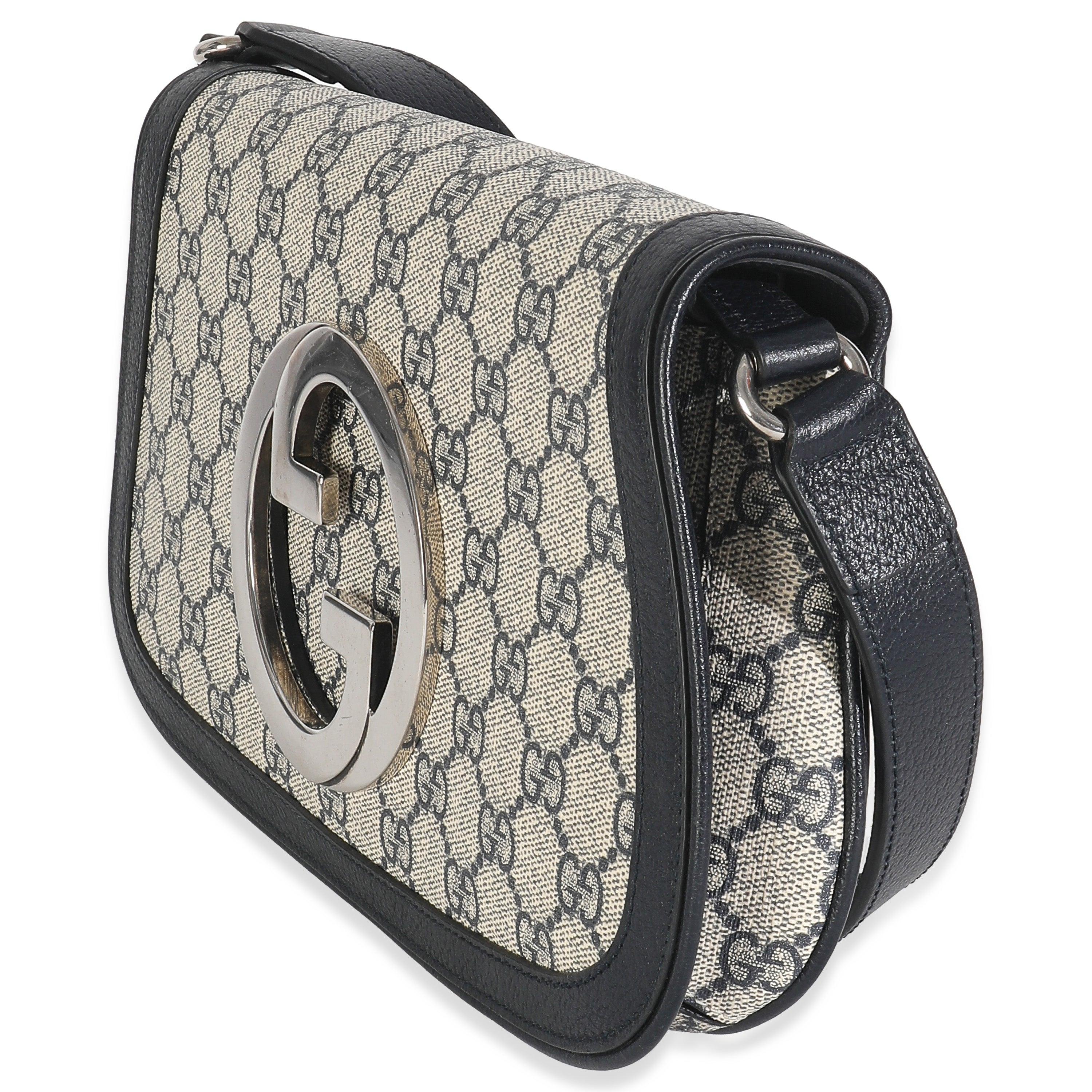 Gucci Beige Blue GG Supreme Canvas Blondie Shoulder Bag