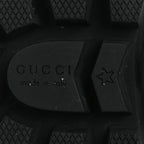 Gucci Magnum Calfskin Fur Pearl Lace Up Combat Ankle Boots 39.5 Black Naturale