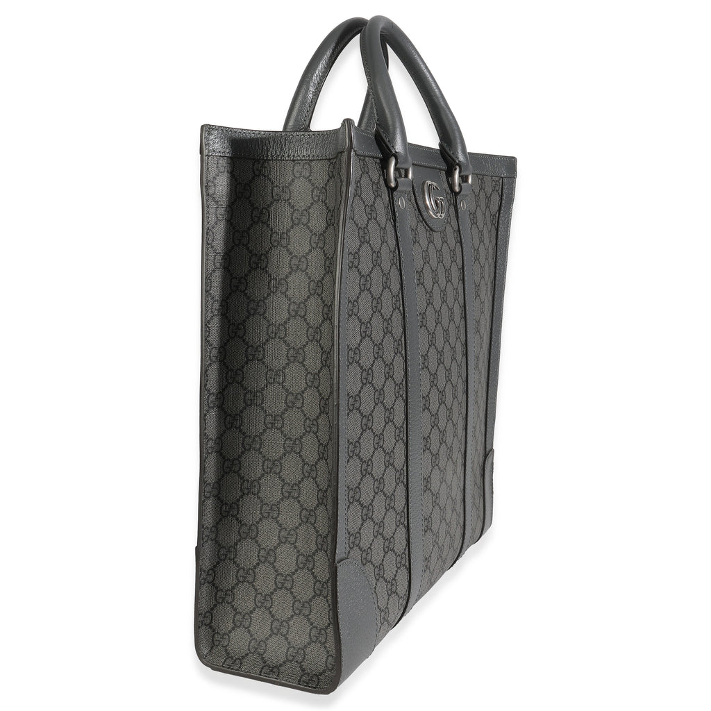 Gucci Grey Black GG Coated Canvas Ophidia Medium Tote