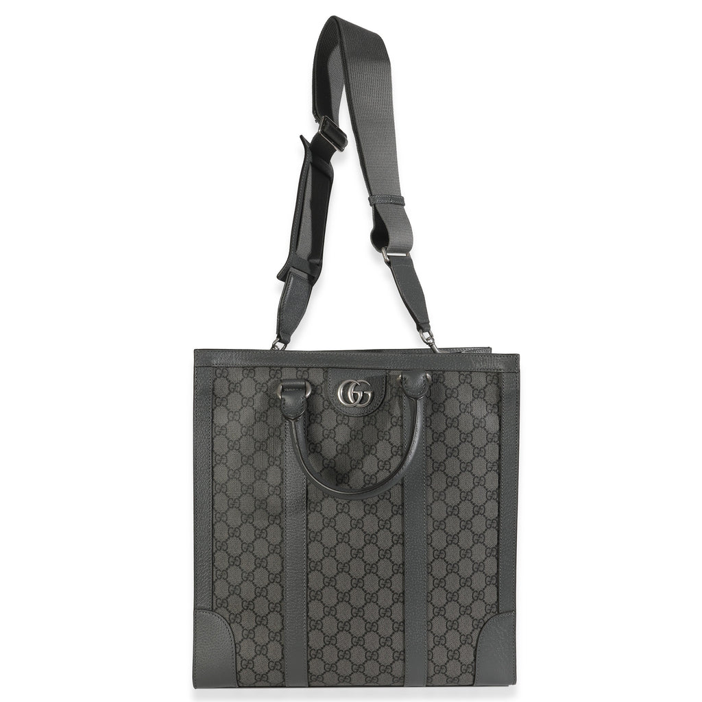 Gucci Grey Black GG Coated Canvas Ophidia Medium Tote