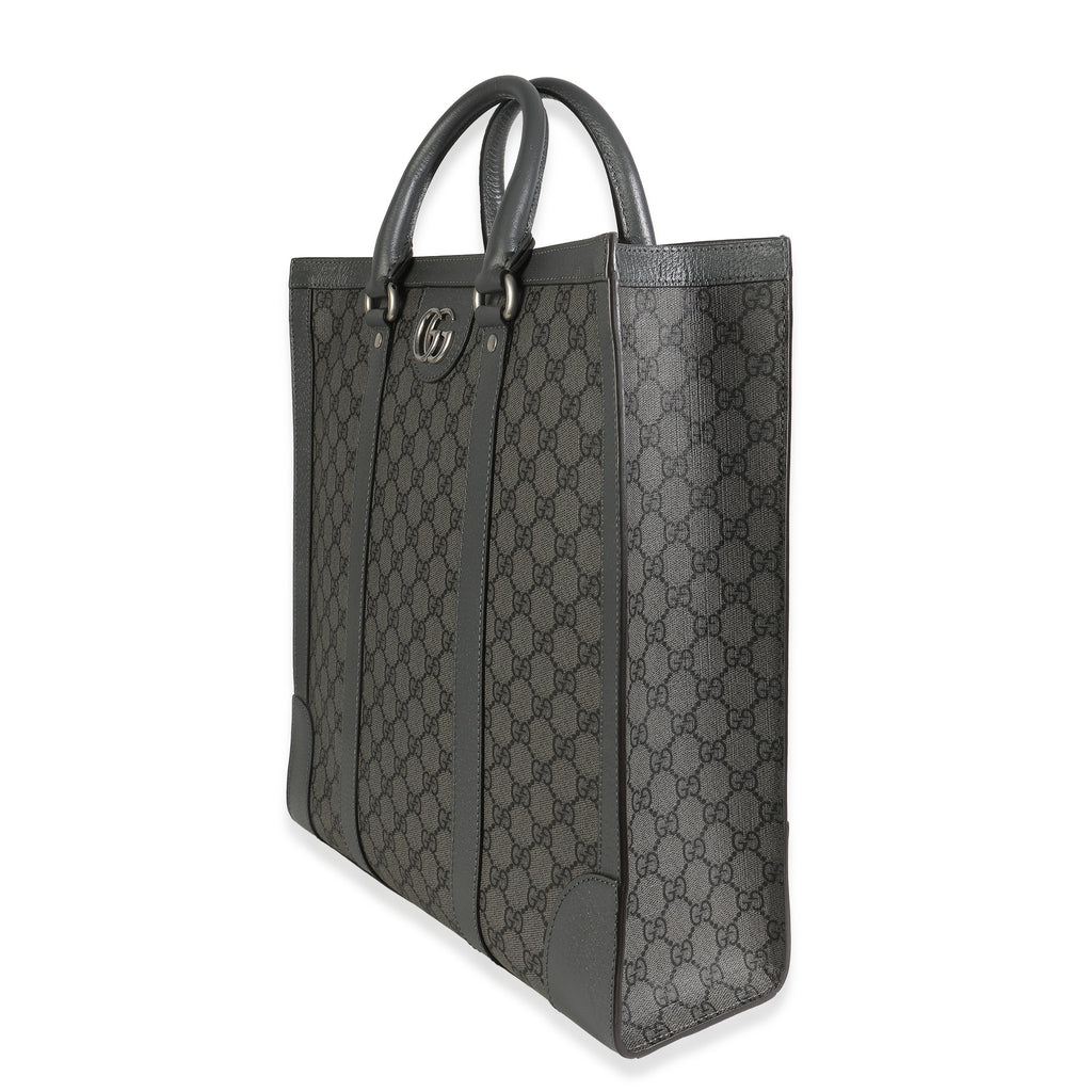 Gucci Grey Black GG Coated Canvas Ophidia Medium Tote