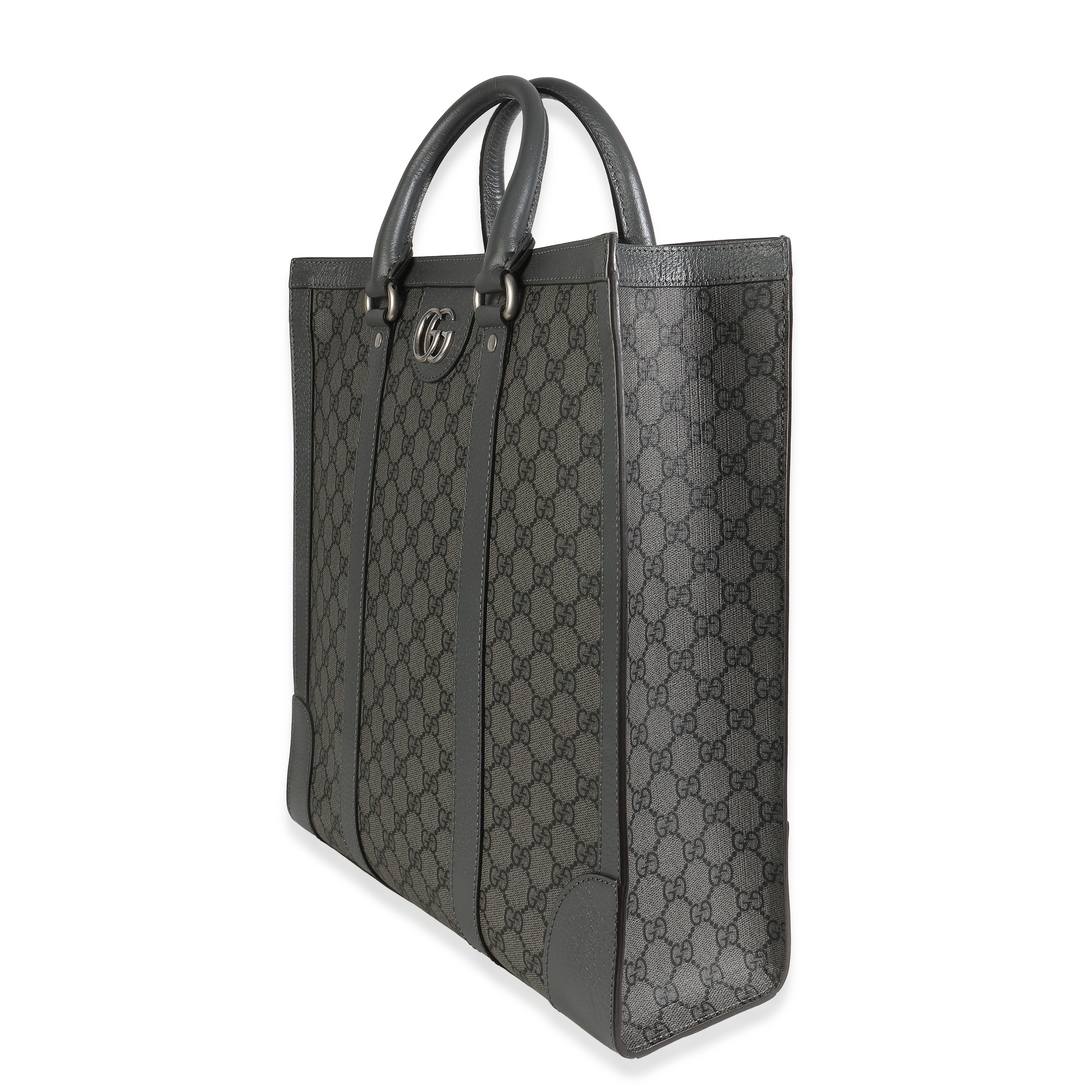 Gucci Grey Black GG Coated Canvas Ophidia Medium Tote