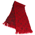 Louis Vuitton Red Wool Silk Logomania Shine Scarf