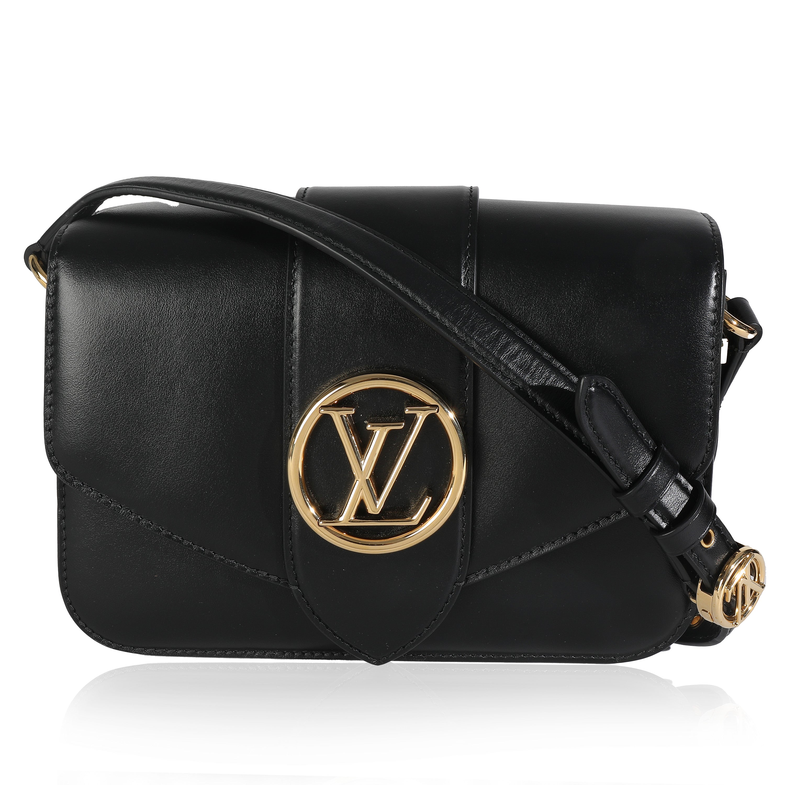 Louis Vuitton Black Smooth Calfskin LV Pont 9