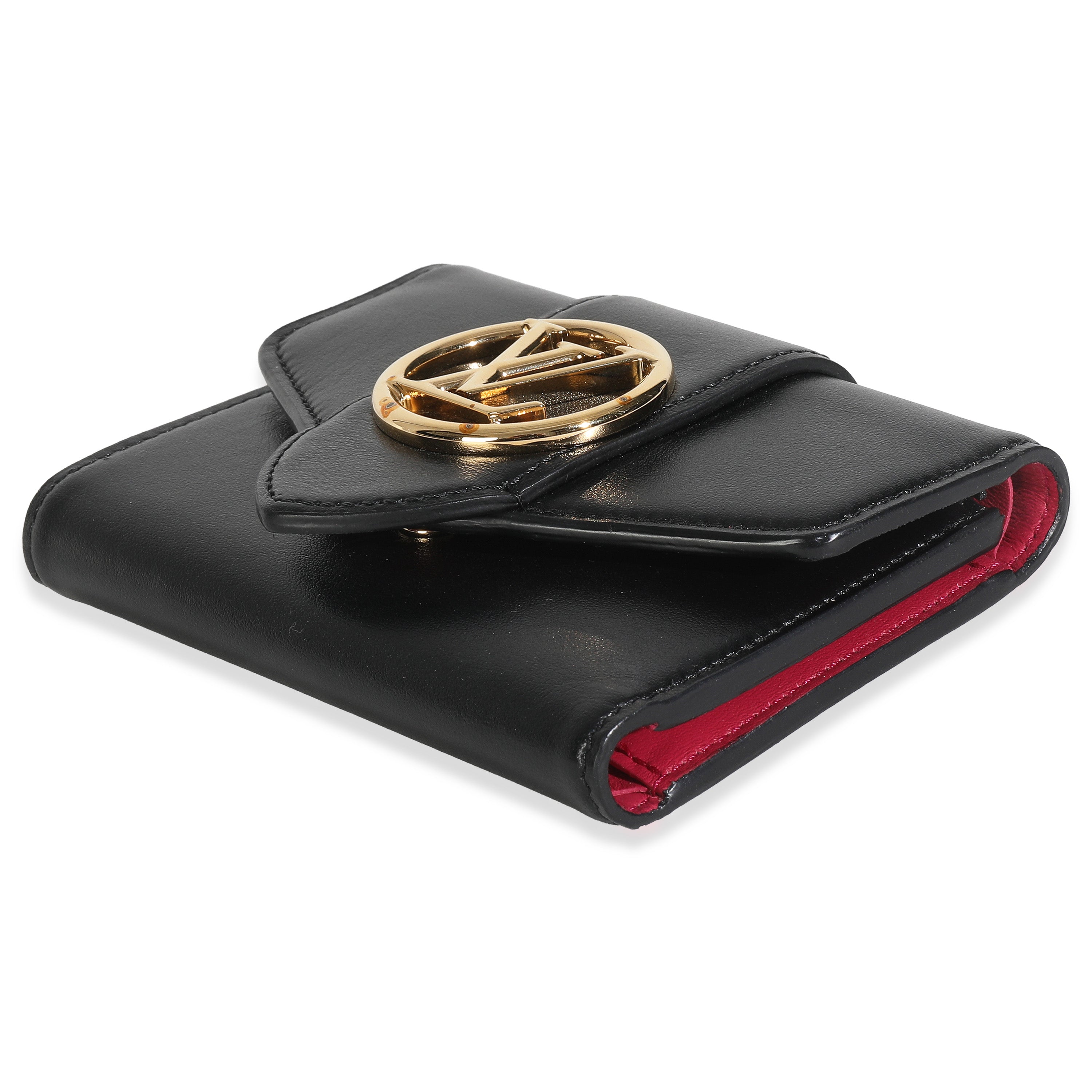 Louis Vuitton Black Smooth Calfskin LV Pont 9 Compact Wallet