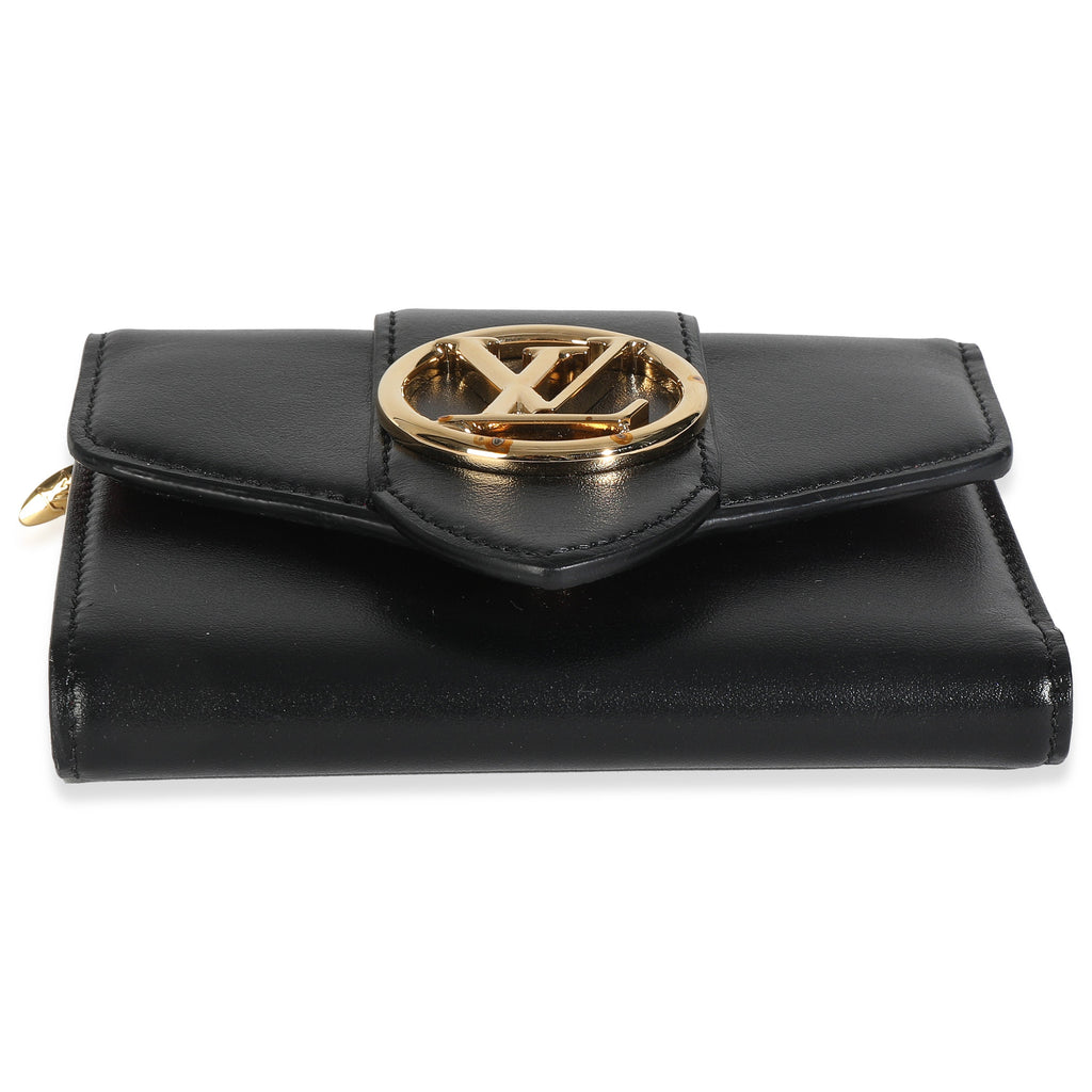 Louis Vuitton Black Smooth Calfskin LV Pont 9 Compact Wallet