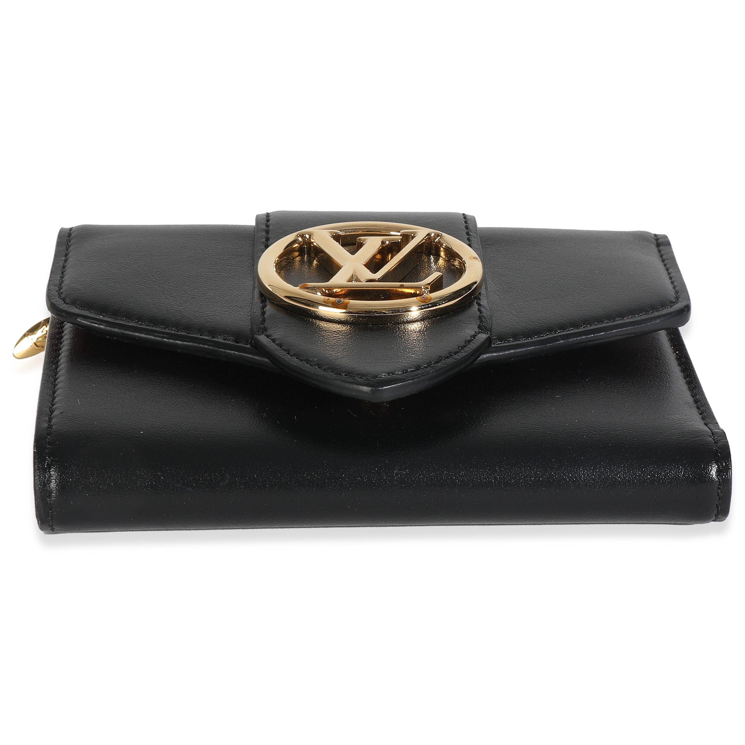 Louis Vuitton Black Smooth Calfskin LV Pont 9 Compact Wallet