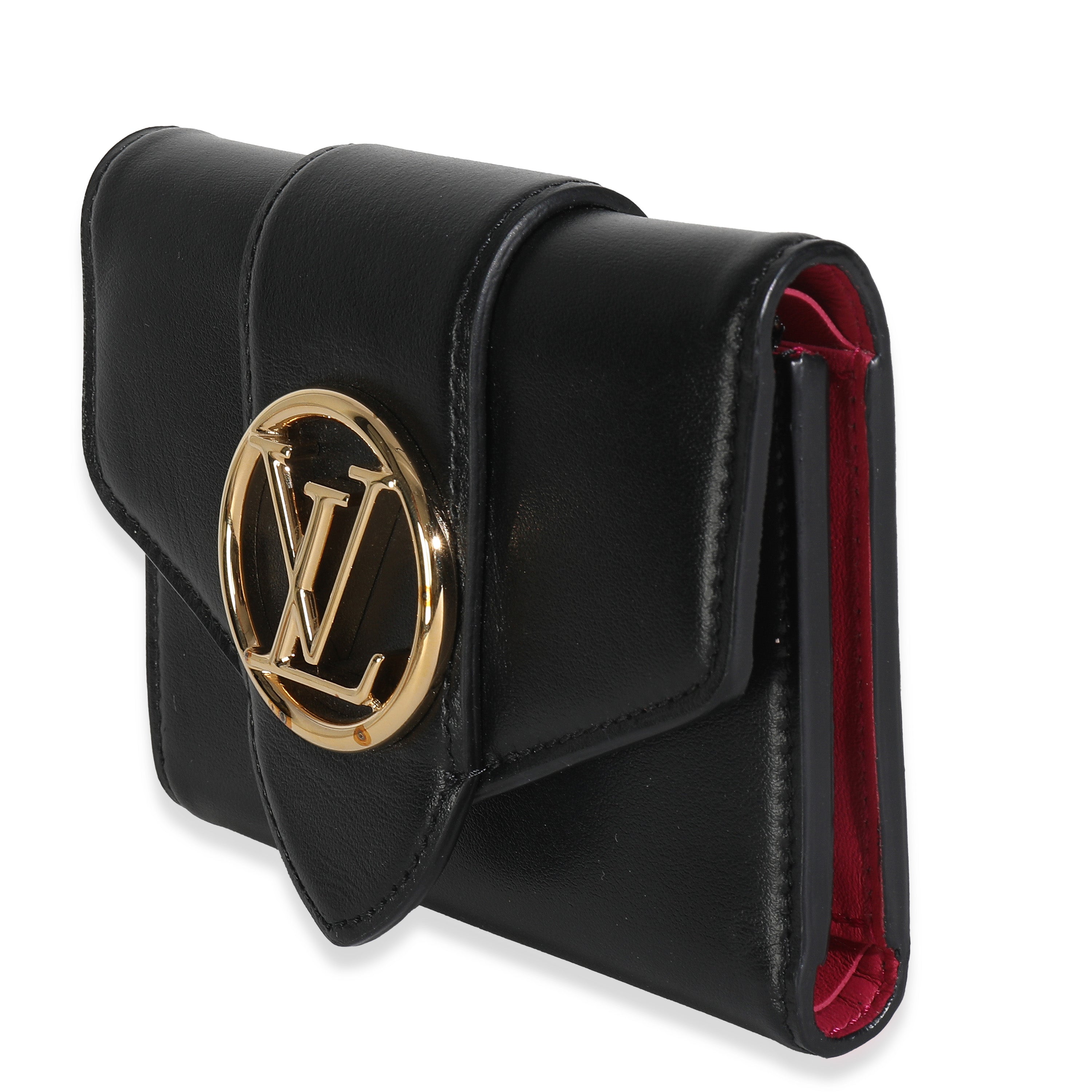 Louis Vuitton Black Smooth Calfskin LV Pont 9 Compact Wallet