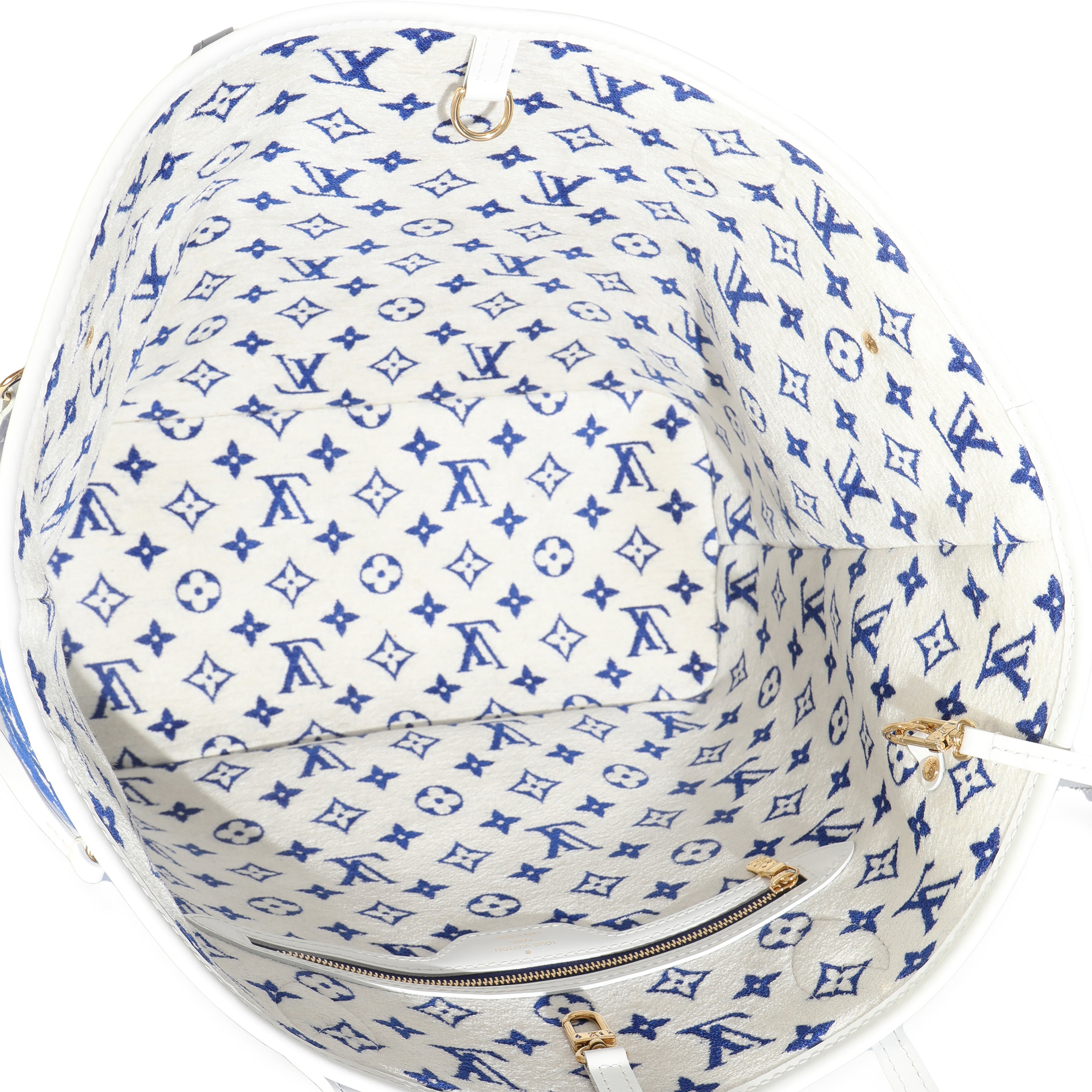 Louis Vuitton Blue White Jacquard Velvet Monogram LV Match Neverfull MM