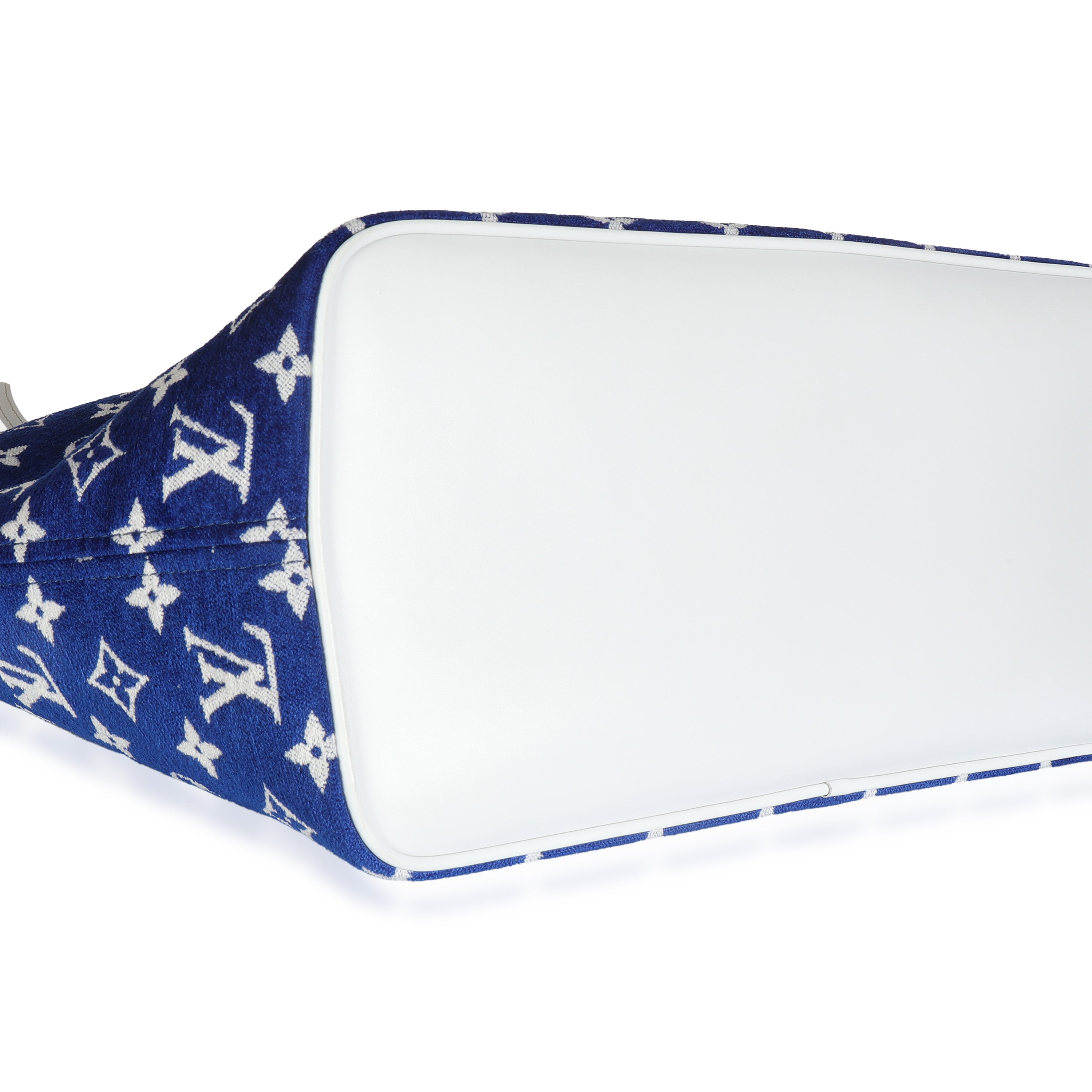 Louis Vuitton Blue White Jacquard Velvet Monogram LV Match Neverfull MM