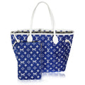 Louis Vuitton Blue White Jacquard Velvet Monogram LV Match Neverfull MM