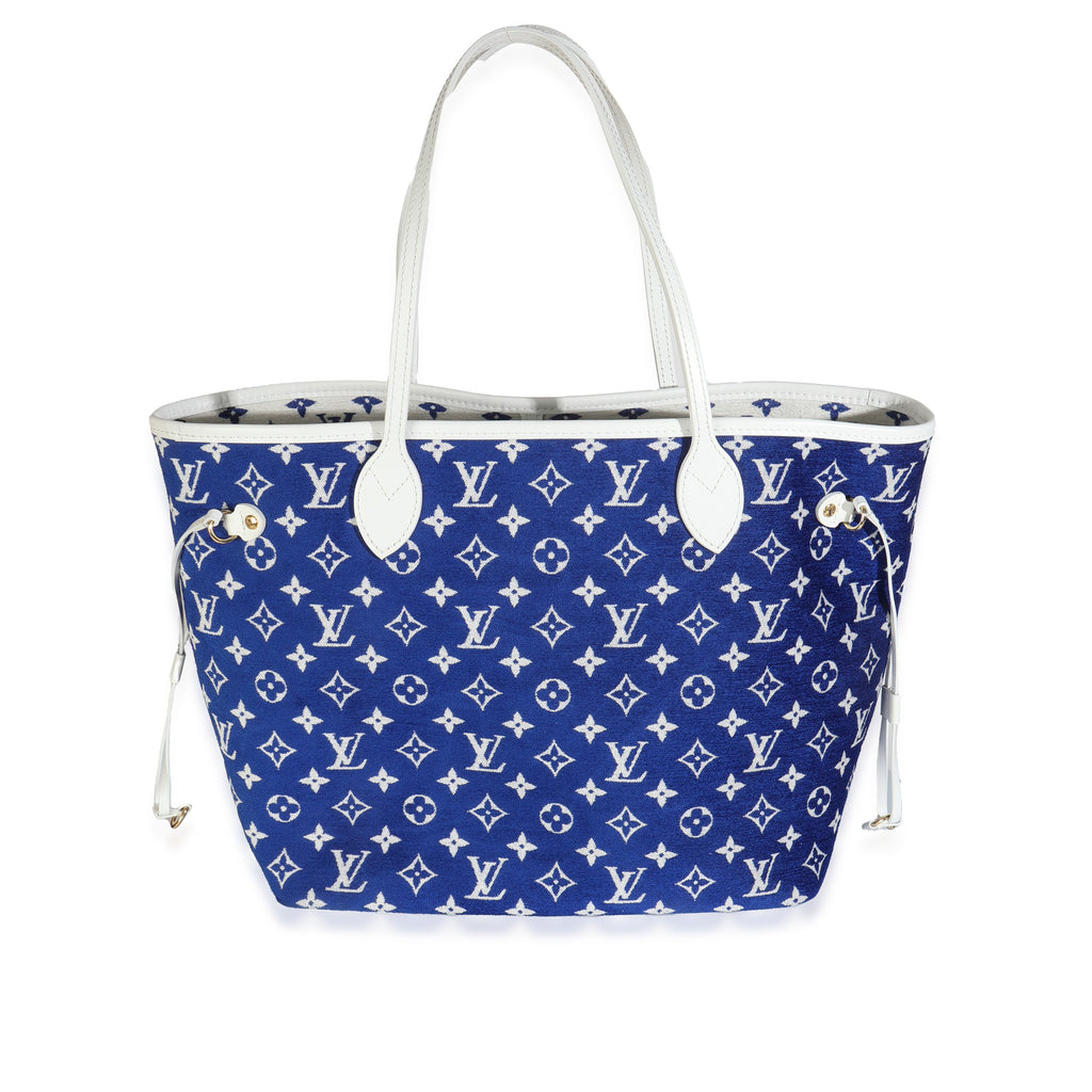 Louis Vuitton Blue White Jacquard Velvet Monogram LV Match Neverfull MM