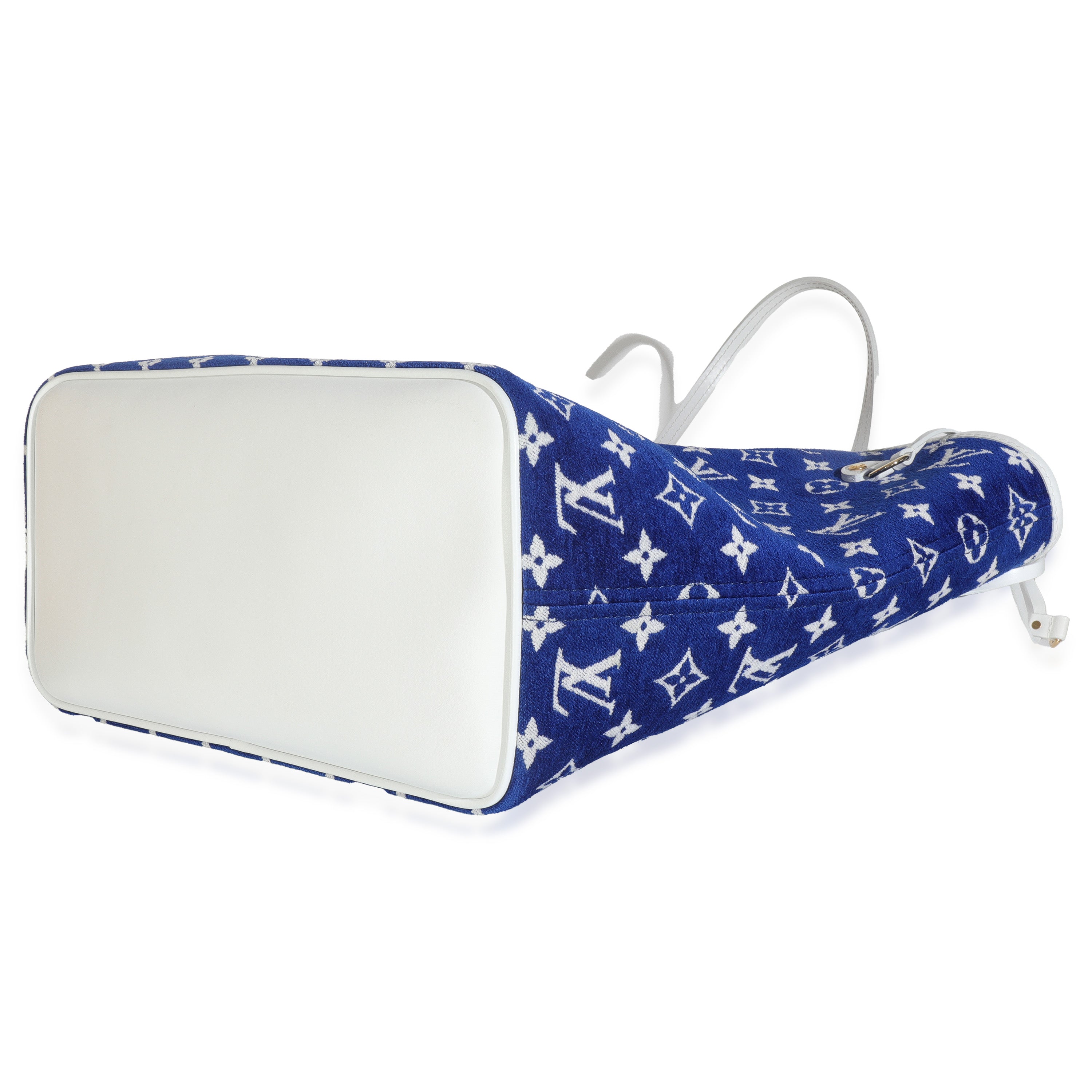 Louis Vuitton Blue White Jacquard Velvet Monogram LV Match Neverfull MM