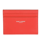 Saint Laurent Red Grain De Poudre Credit Card Case
