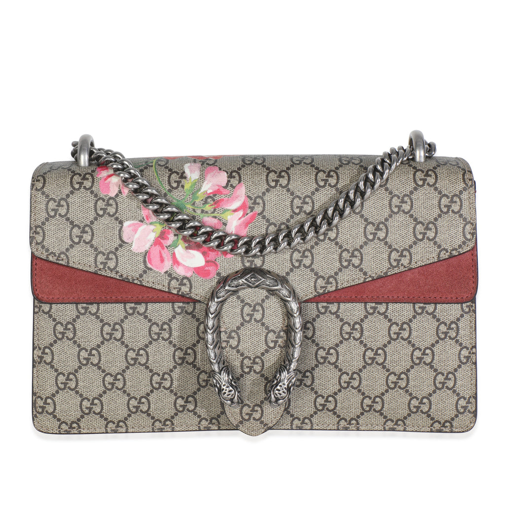 Gucci Beige Multicolor Dry Rose GG Supreme Canvas Blooms Medium Dionysus Bag