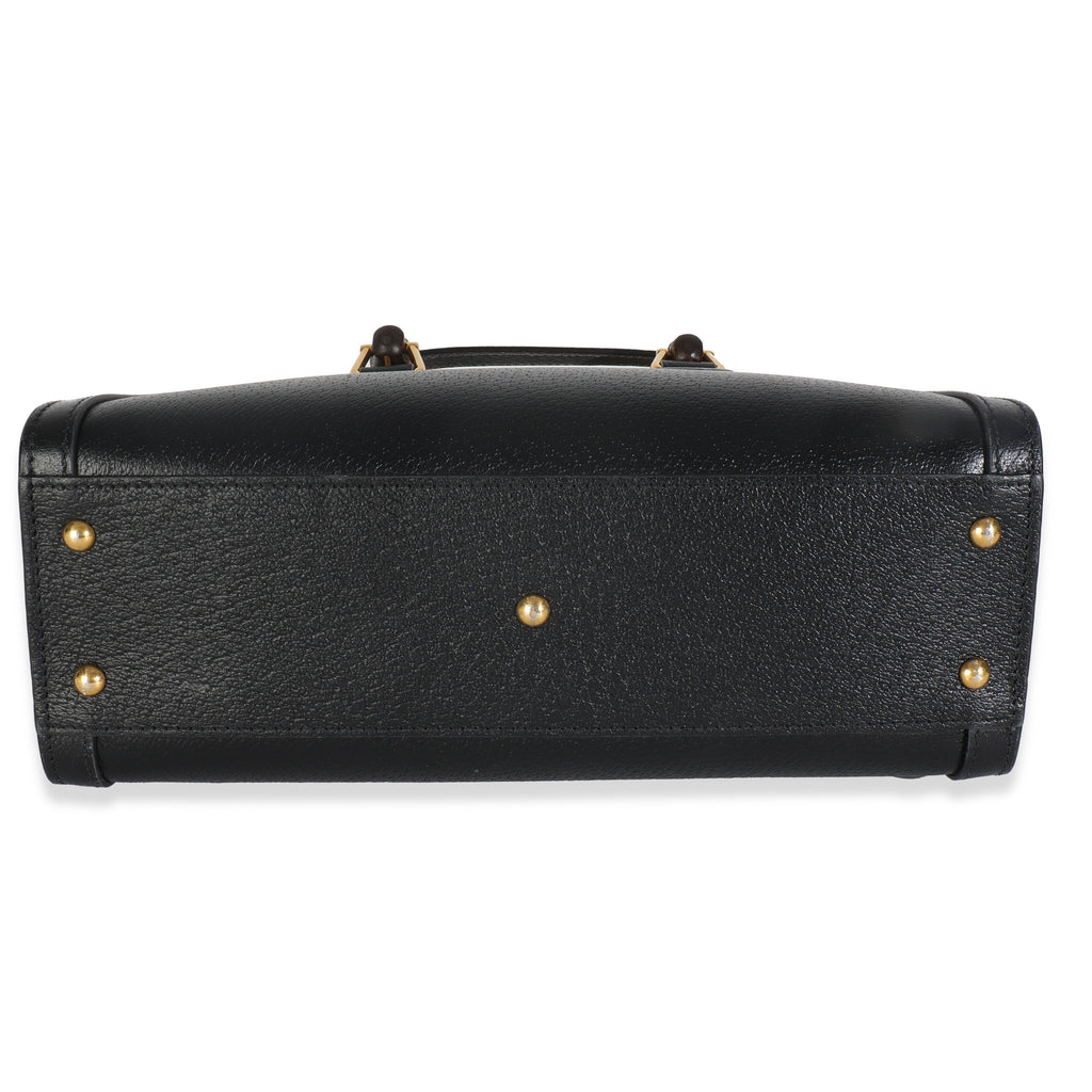 Gucci Black Dusty Grey Textured Dollar Calfskin Web Small Diana Tote