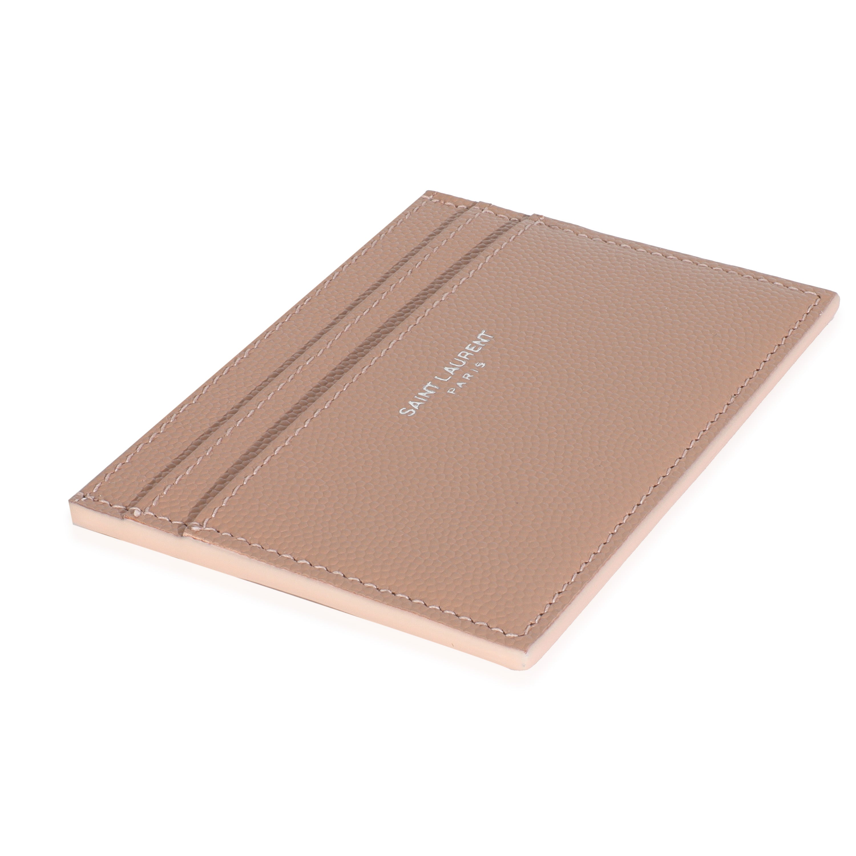 Saint Laurent Dark Pink Grain De Poudre Credit Card Case