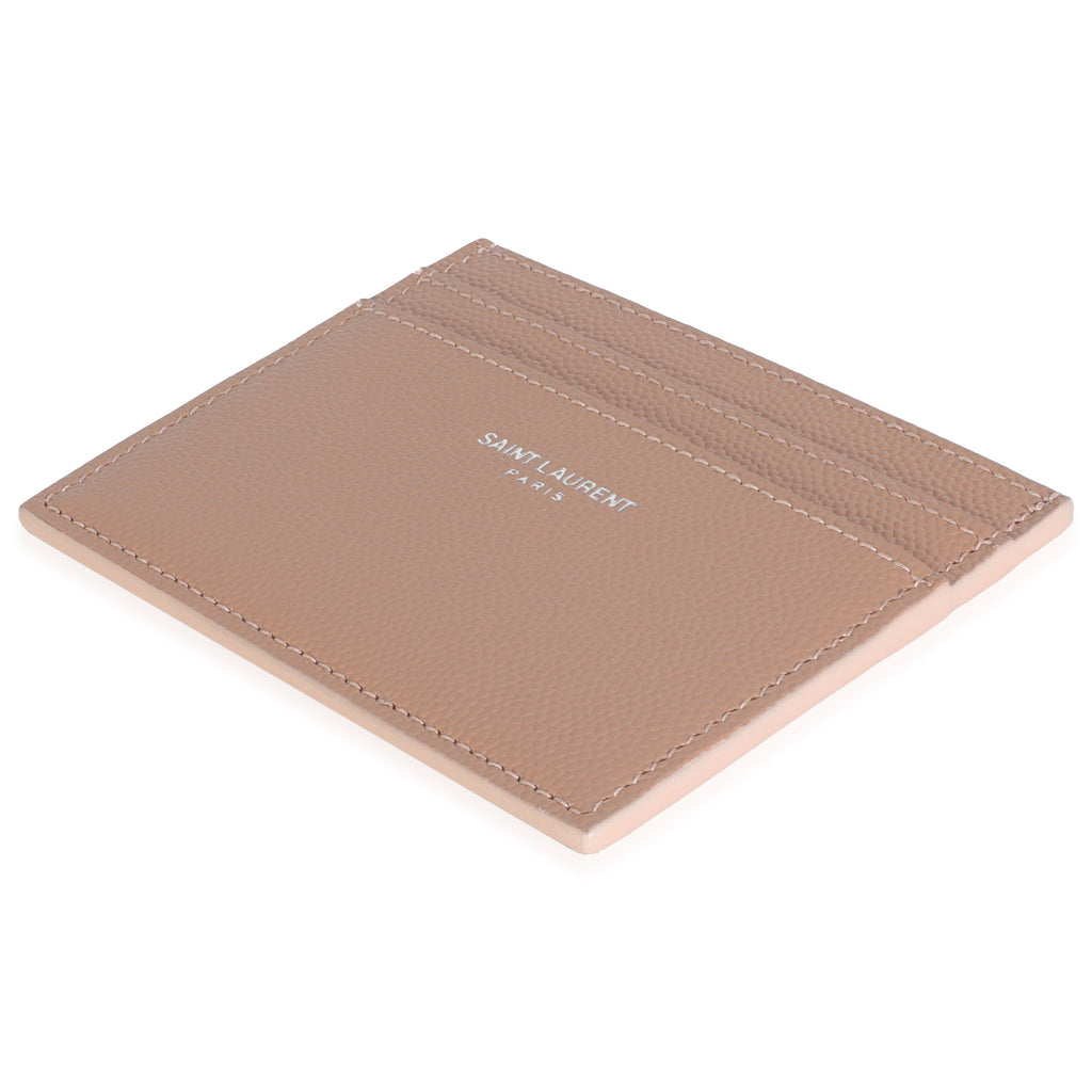 Saint Laurent Dark Pink Grain De Poudre Credit Card Case
