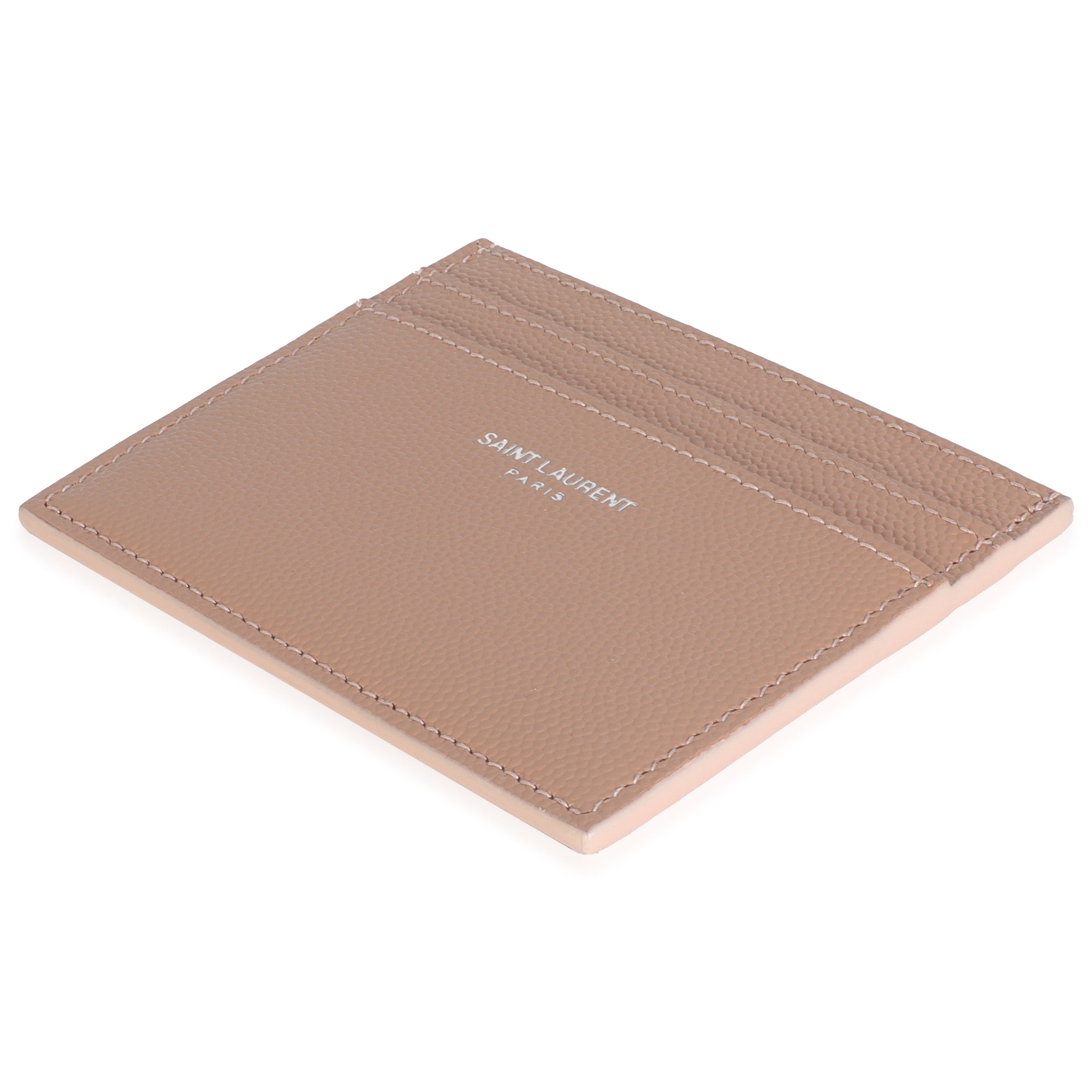 Saint Laurent Dark Pink Grain De Poudre Credit Card Case