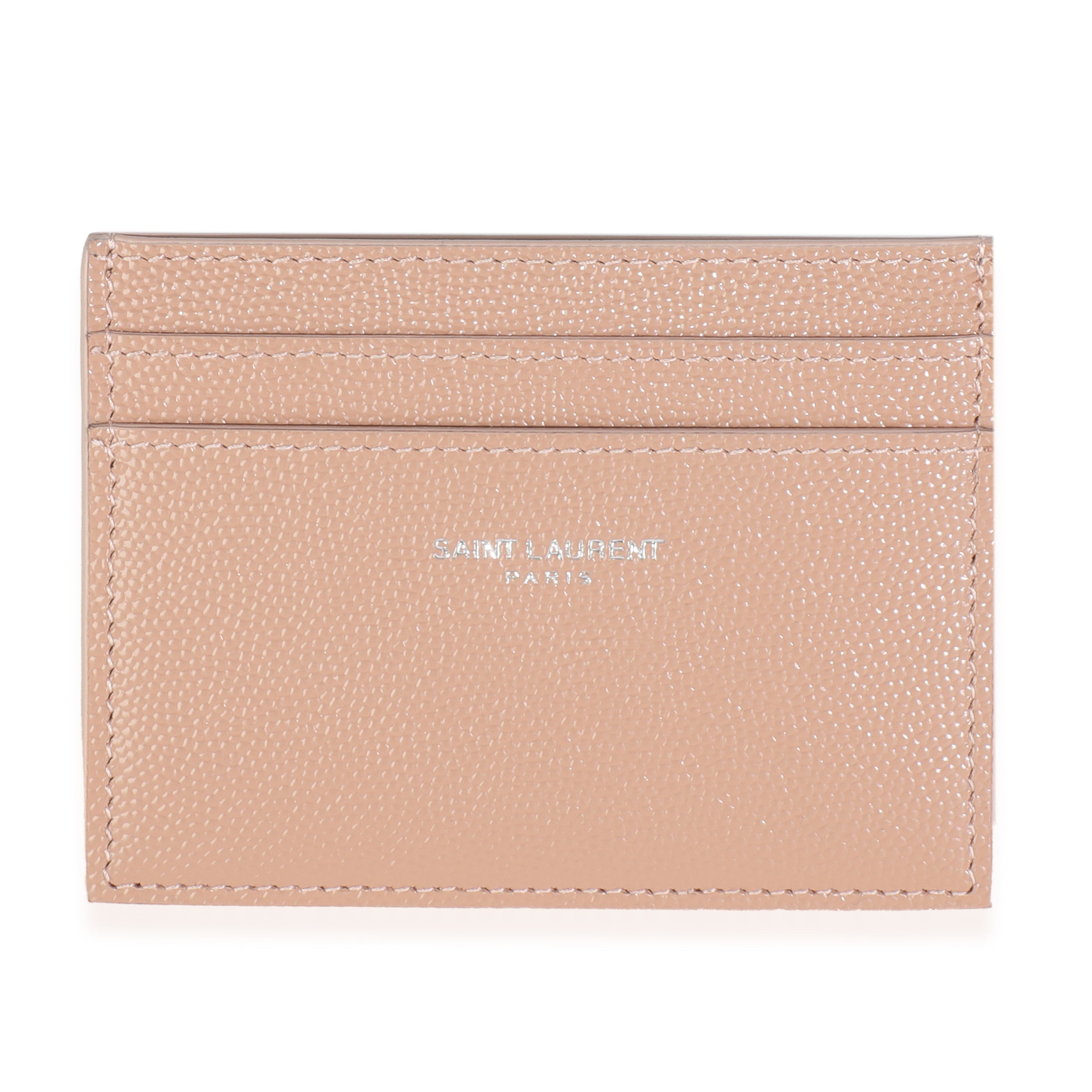 Saint Laurent Dark Pink Grain De Poudre Credit Card Case