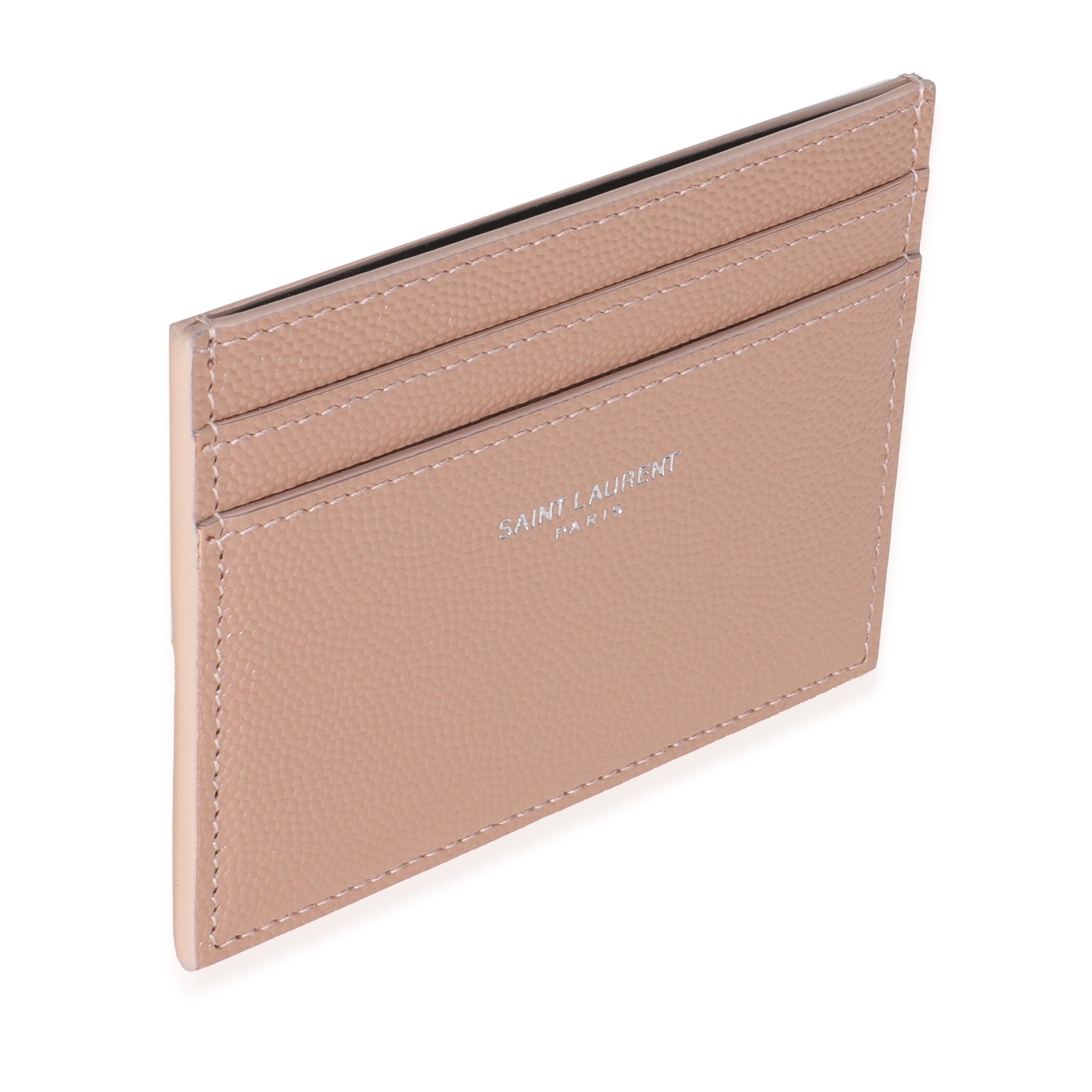 Saint Laurent Dark Pink Grain De Poudre Credit Card Case