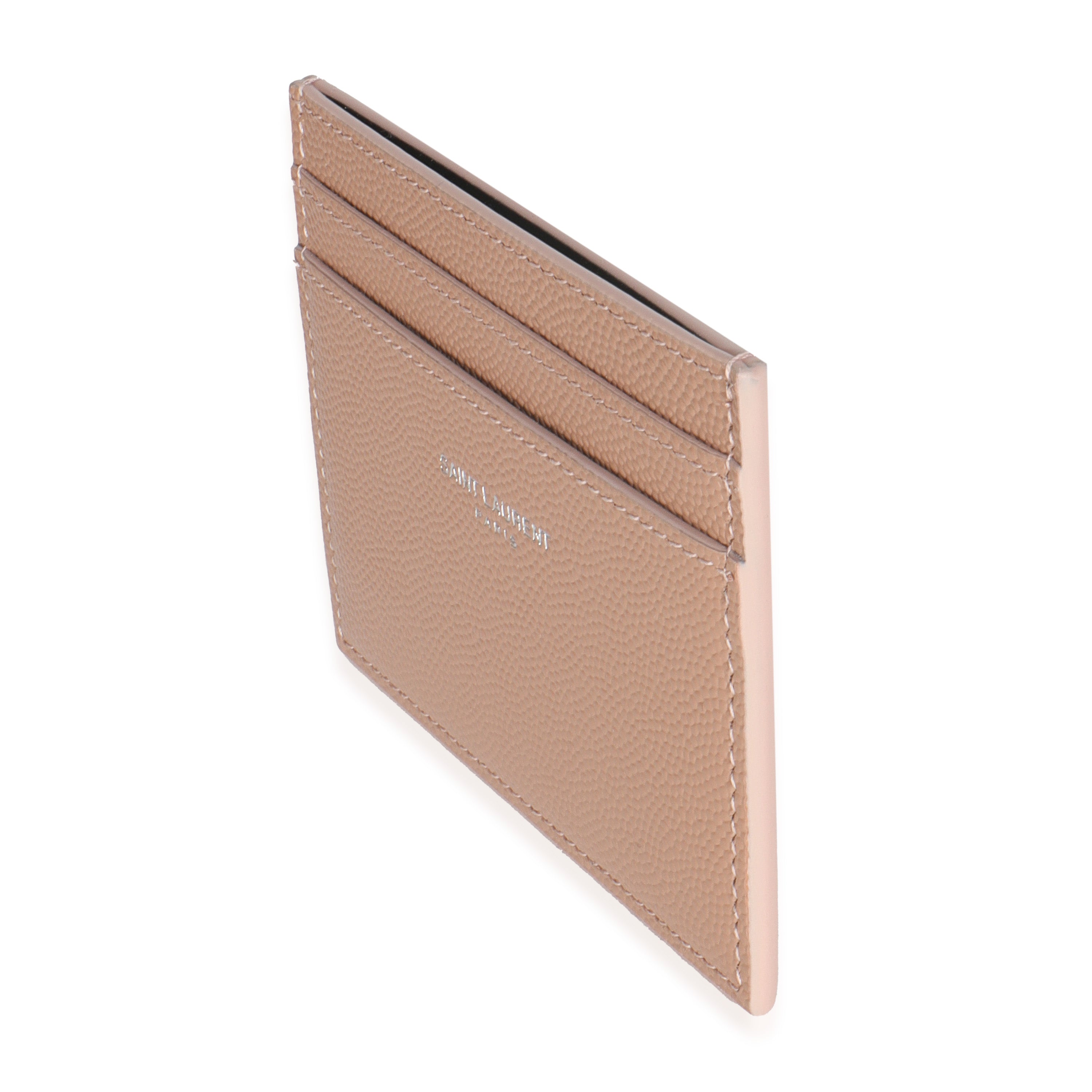 Saint Laurent Dark Pink Grain De Poudre Credit Card Case