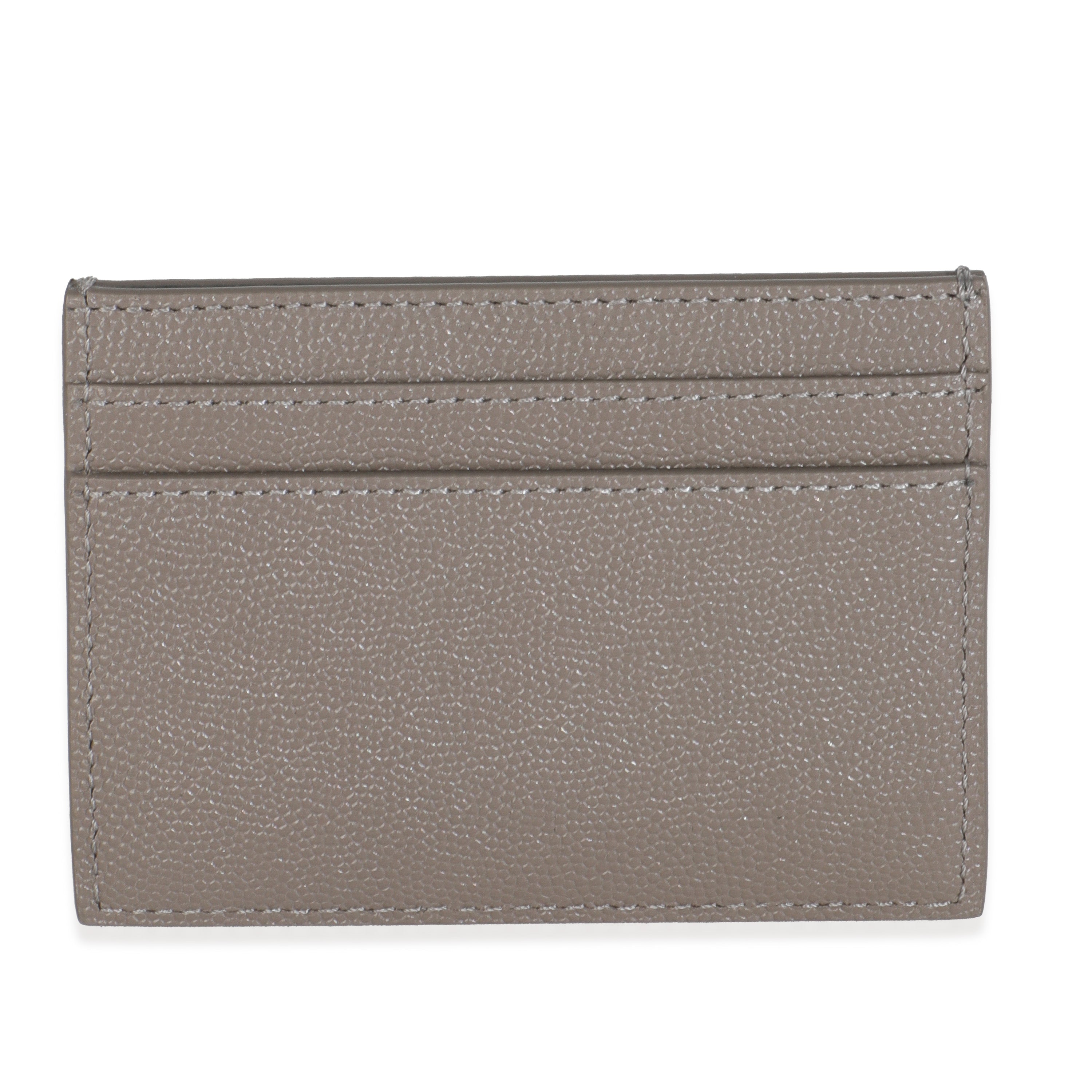 Saint Laurent Light Grey Grain De Poudre Credit Card Case