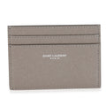 Saint Laurent Light Grey Grain De Poudre Credit Card Case
