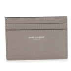 Saint Laurent Light Grey Grain De Poudre Credit Card Case